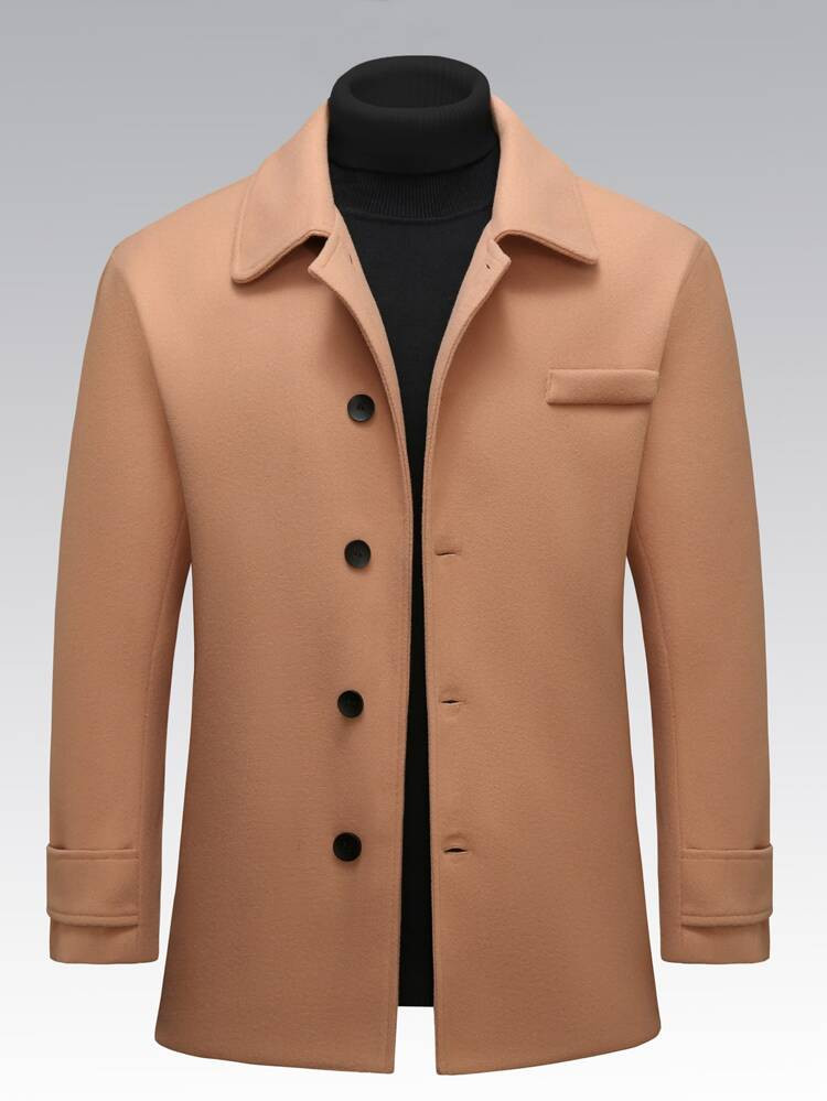 Men Solid Single Breasted Overcoat | SHEIN