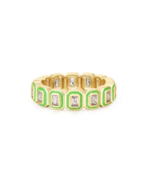 Bezel Ballier Ring- Bright Green- Gold | Luv Aj