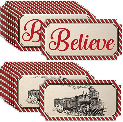 48 Pcs Christmas Believe Ticket Train Ticket for Kids Believe Ticket Paperboard Tickets Sign Decor F | Amazon (US)