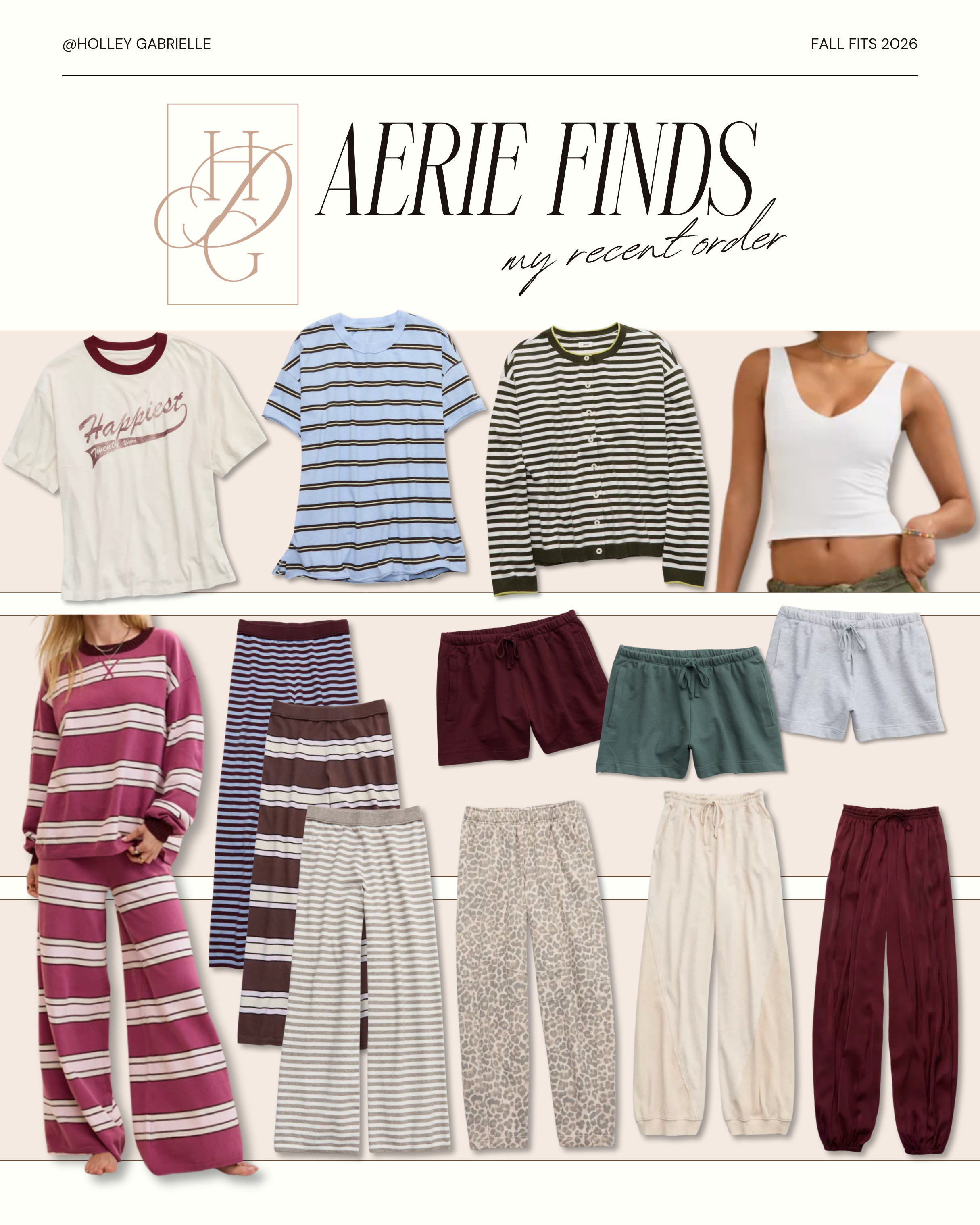 My recent @Aerie order that just came in! Try on coming this week 🫶🏼🤎 allllll the cozy fits for Fall! Obsessed w/ these striped sweater sets!

#LTKSeasonal #LTKootd