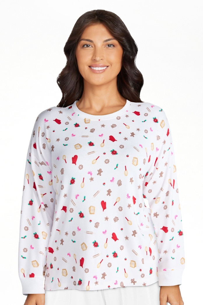 Joyspun Women's Cozy Lounge Collection Hacci Knit Sleep Top with Long Sleeves, Sizes XS-3X | Walmart (US)