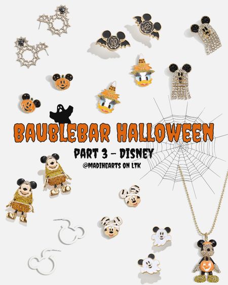 BaubleBar Halloween collection for 2023 part 3 of 5, their Disney Halloween collection! More Halloween fun on my 2nd TikTok at madiheartstoo
// spooky cute rhinestoned jewelry bracelets necklaces earrings Halloween lover Disney Disney world Disneyland Mickey Mouse Minnie Mouse Daisy Duck ghost pumpkins jack o lanterns bats spiderwebs Disney Halloween jewelry 

#LTKunder50 #LTKSeasonal
