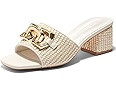 Coutgo Womens Raffia Slide Sandals Chunky Block Heeled Square Open Toe Metal Chain Slip on Mules ... | Amazon (US)