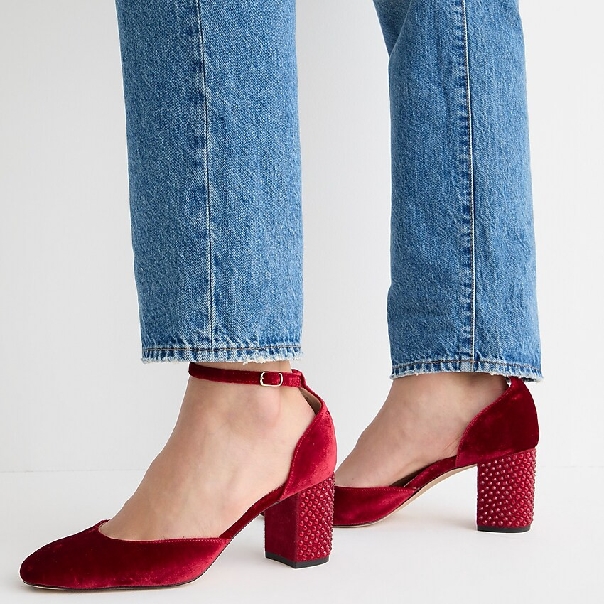 Maisie studded heels in velvet | J. Crew US