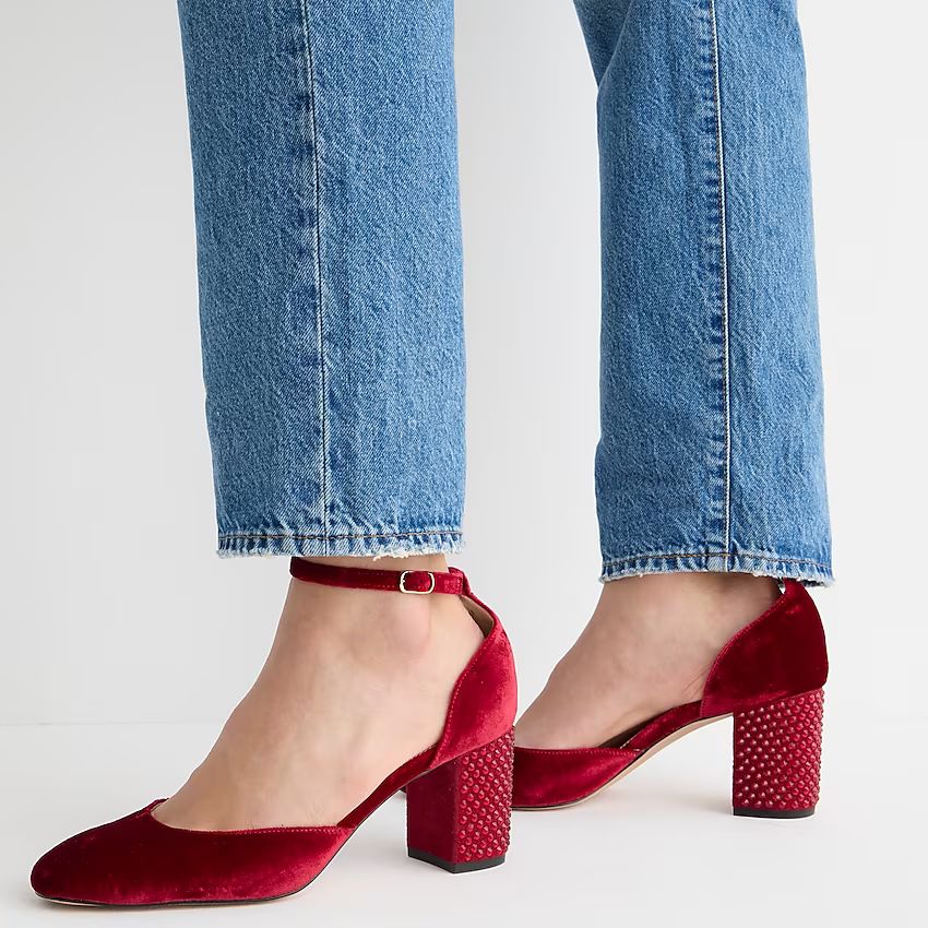 Maisie studded heels in velvet | J.Crew US