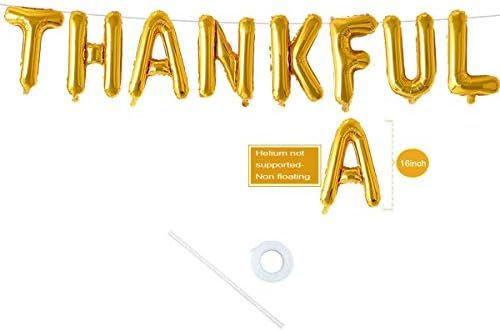 Thankful Banner Garland Friendsgiving Give Thanks Thanksgiving Bunting Foil Balloon Decoration De... | Amazon (US)