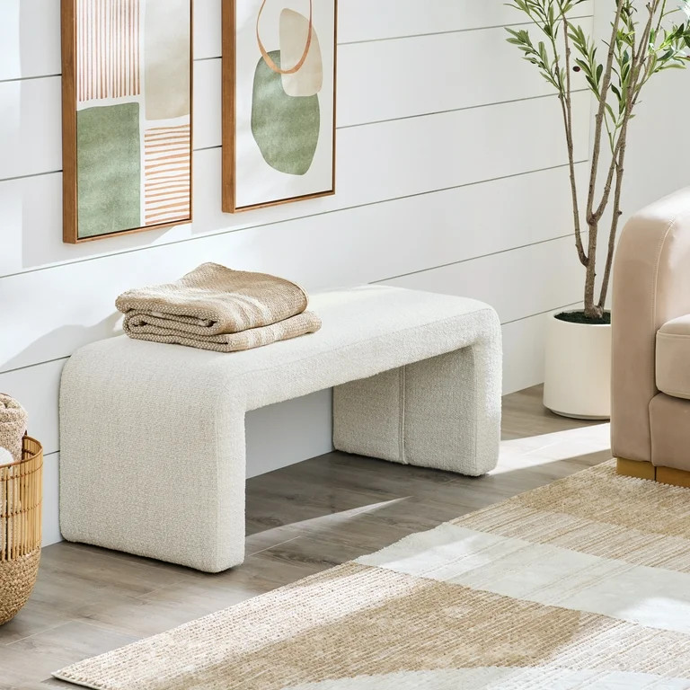 Better Homes & Gardens Juliet Boucle Waterfall Bench, Ivory | Walmart (US)