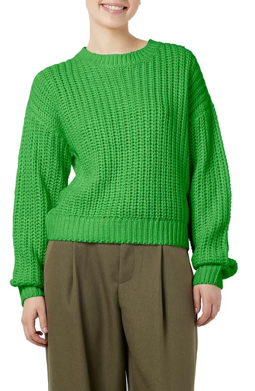Noisy may Charlie Chunky Crewneck Sweater in Classic Green at Nordstrom, Size Large | Nordstrom