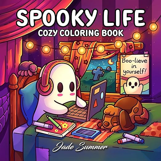 Spooky Life: Cozy Coloring Book for Adults and Teens with Cute and Creepy Everyday Scenes for Rel... | Amazon (US)