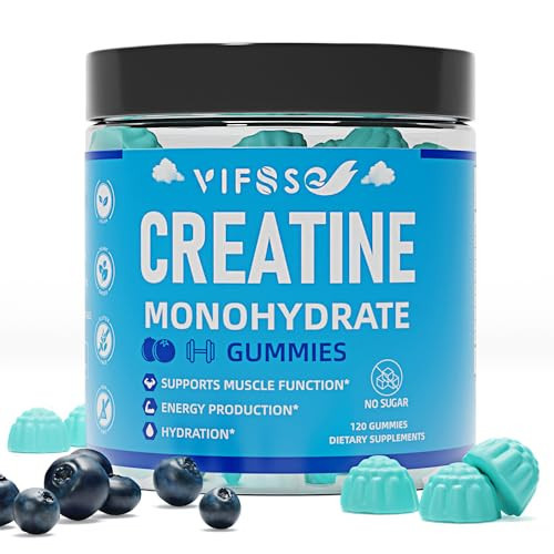 VIFSSG Creatine Monohydrate Gummies 5g for Men & Women, 120 Creatine Sugar Free Gummies with BCAA 1000 mg, Collagen Peptides, Taurine, B12, Chewables Creatine for Muscle Support, Energy Boost, 1Pack | Amazon (US)