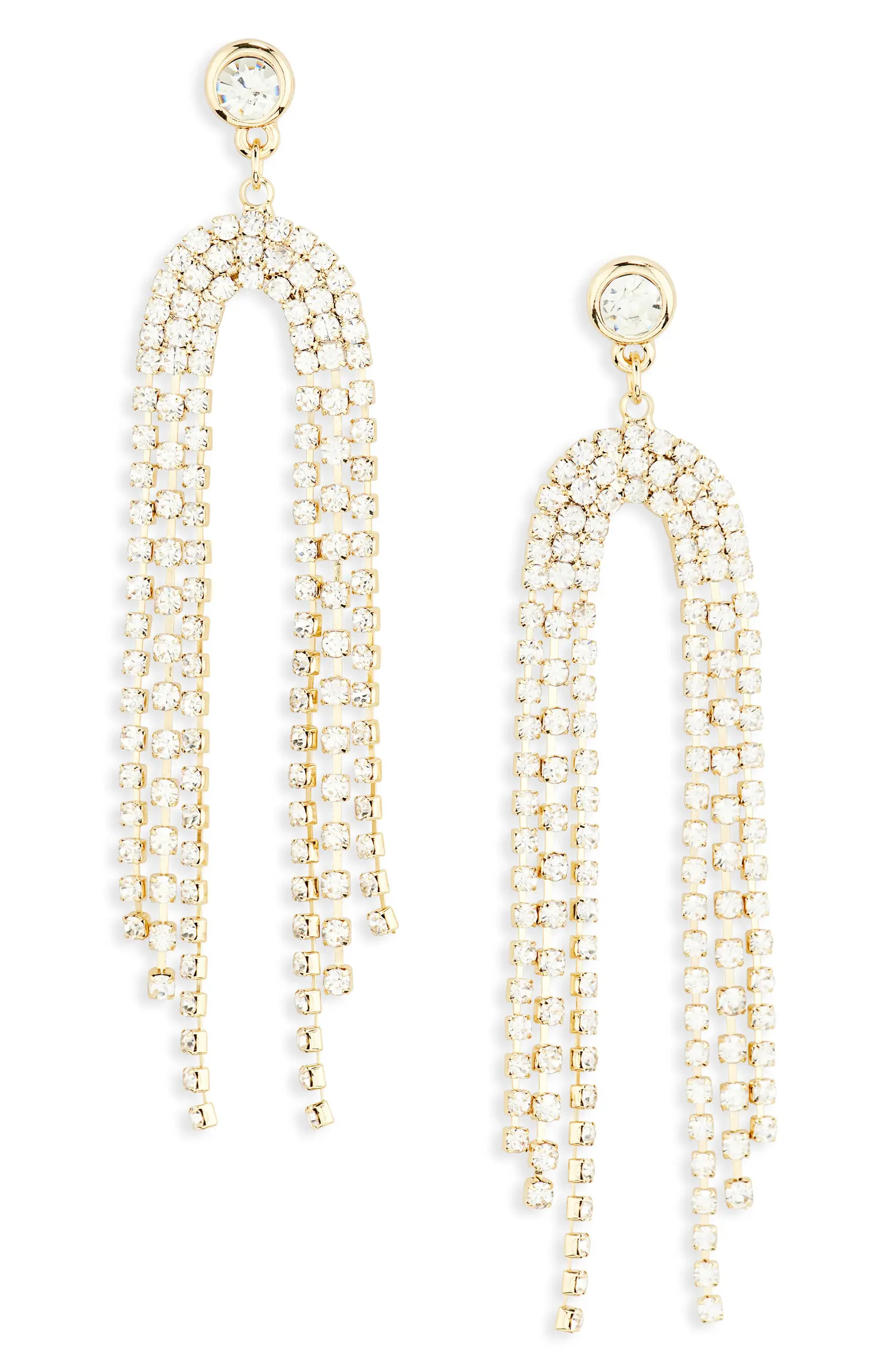 Arched Crystal Fringe Drop Earrings | Nordstrom