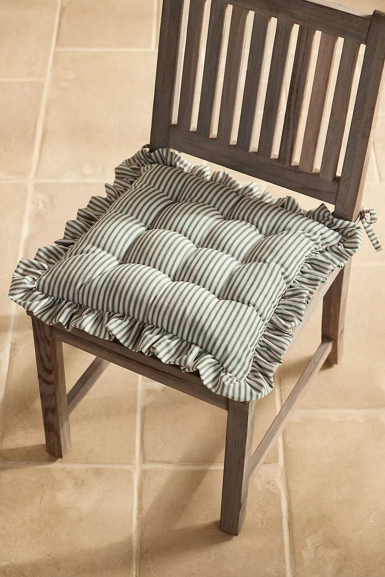 Ruffled Stripe Seat Cushion | Anthropologie (US)