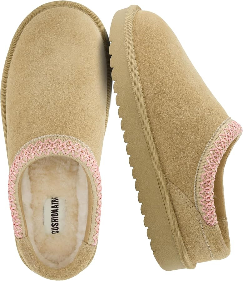 CUSHIONAIRE Keto Genuine Suede Leather Kids Slippers for Boys and Girls \u2013 Cozy Slip-On Mule ... | Amazon (US)