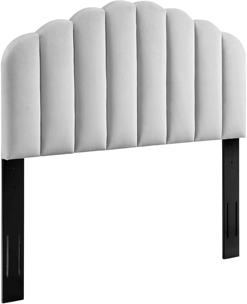 Modway Veronique Channel Tufted Performance Velvet Upholstered Twin Headboard in Light Gray | Amazon (US)