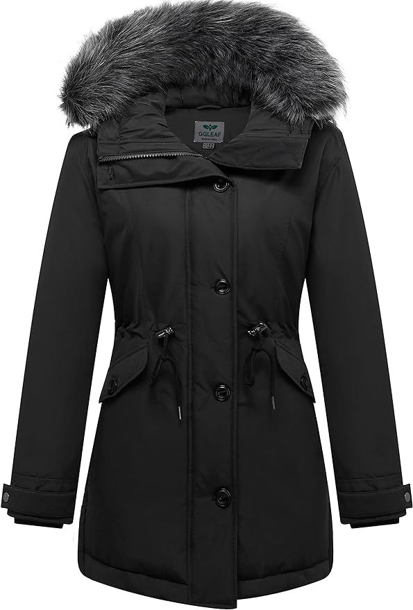 GGleaf Women's Winter Thicken Jacket Quilted Coat Puffer Parka with Faux Fur Trim Hood | Amazon (US)