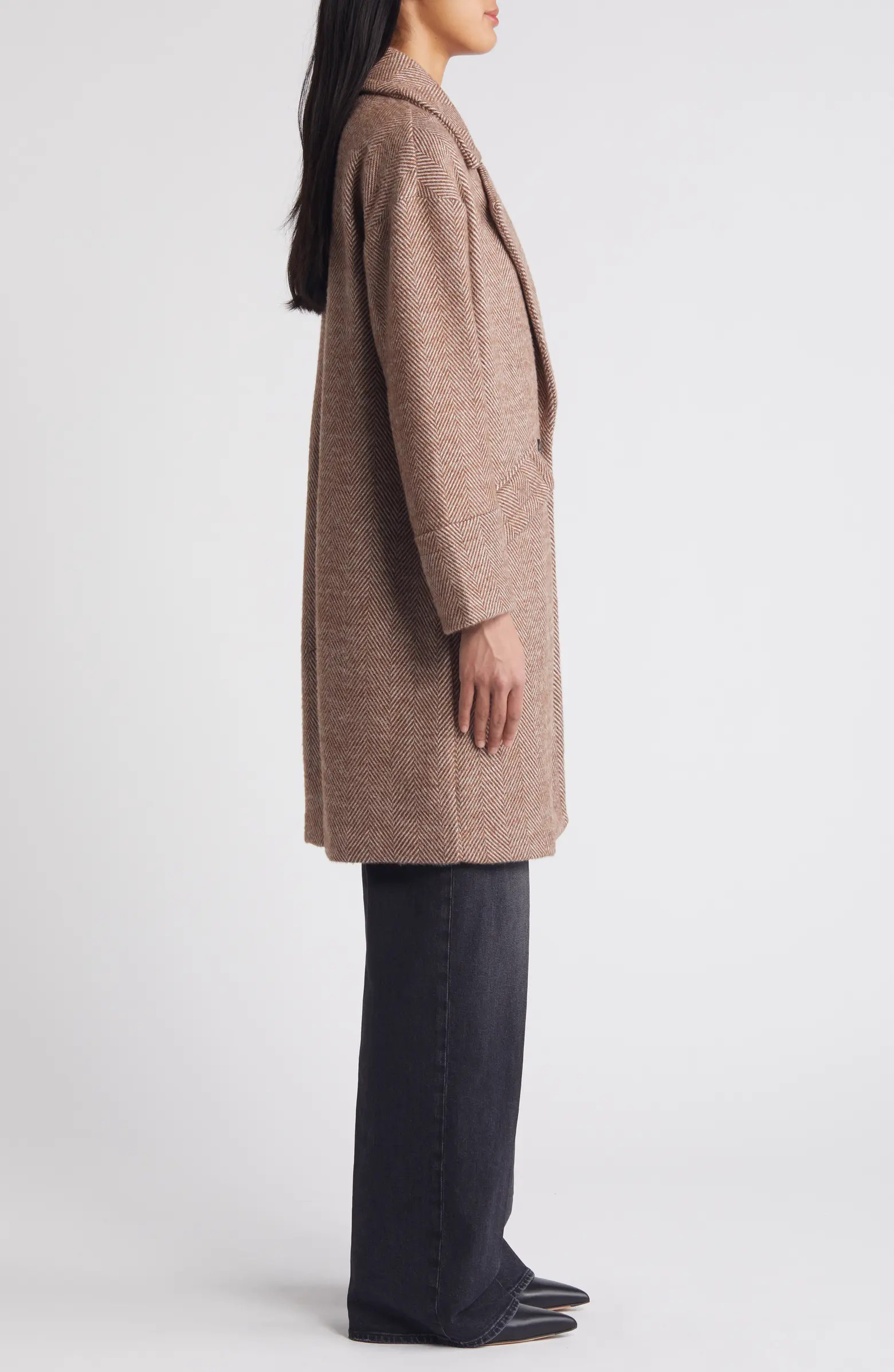 Double Breasted Herringbone Knit Coat | Nordstrom