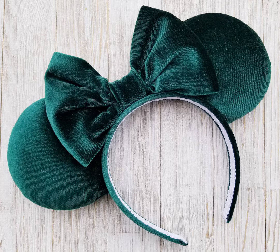 Green Velvet Minnie Ears Holiday Minnie Ears Christmas - Etsy | Etsy (US)