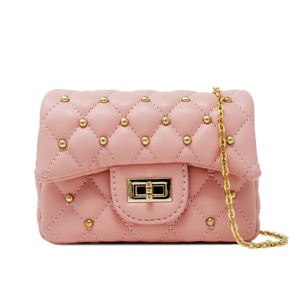 Pink Classic Quilted Stud Mini Bag | JoJo Mommy