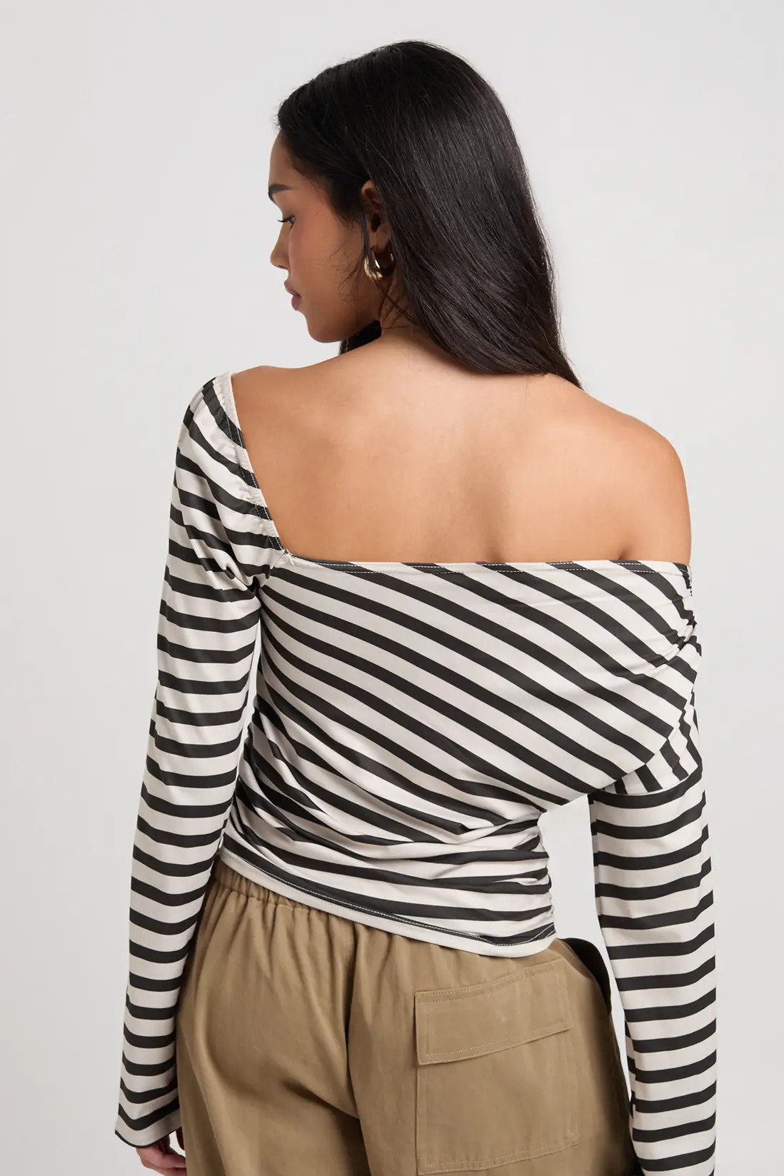 Stripe Off The Shoulder Top | Boohoo.com (UK & IE)