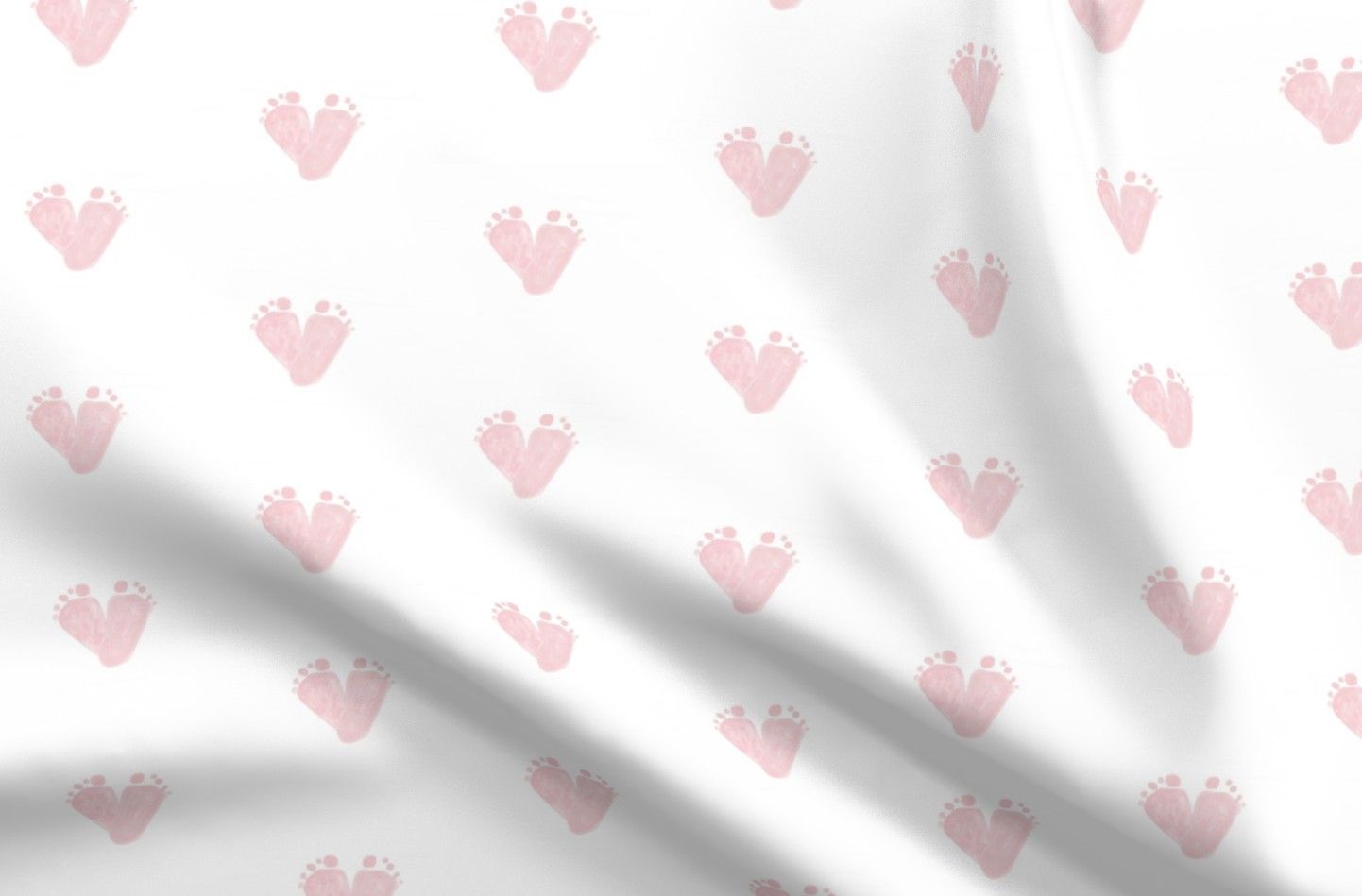 Baby Love Minky Fabric By the Yard Hearts Pink Baby Footprints By Spoonflower | Spoonflower