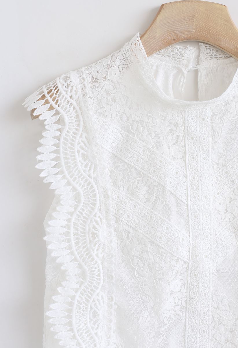 Lace is More Sleeveless Top in White | Chicwish
