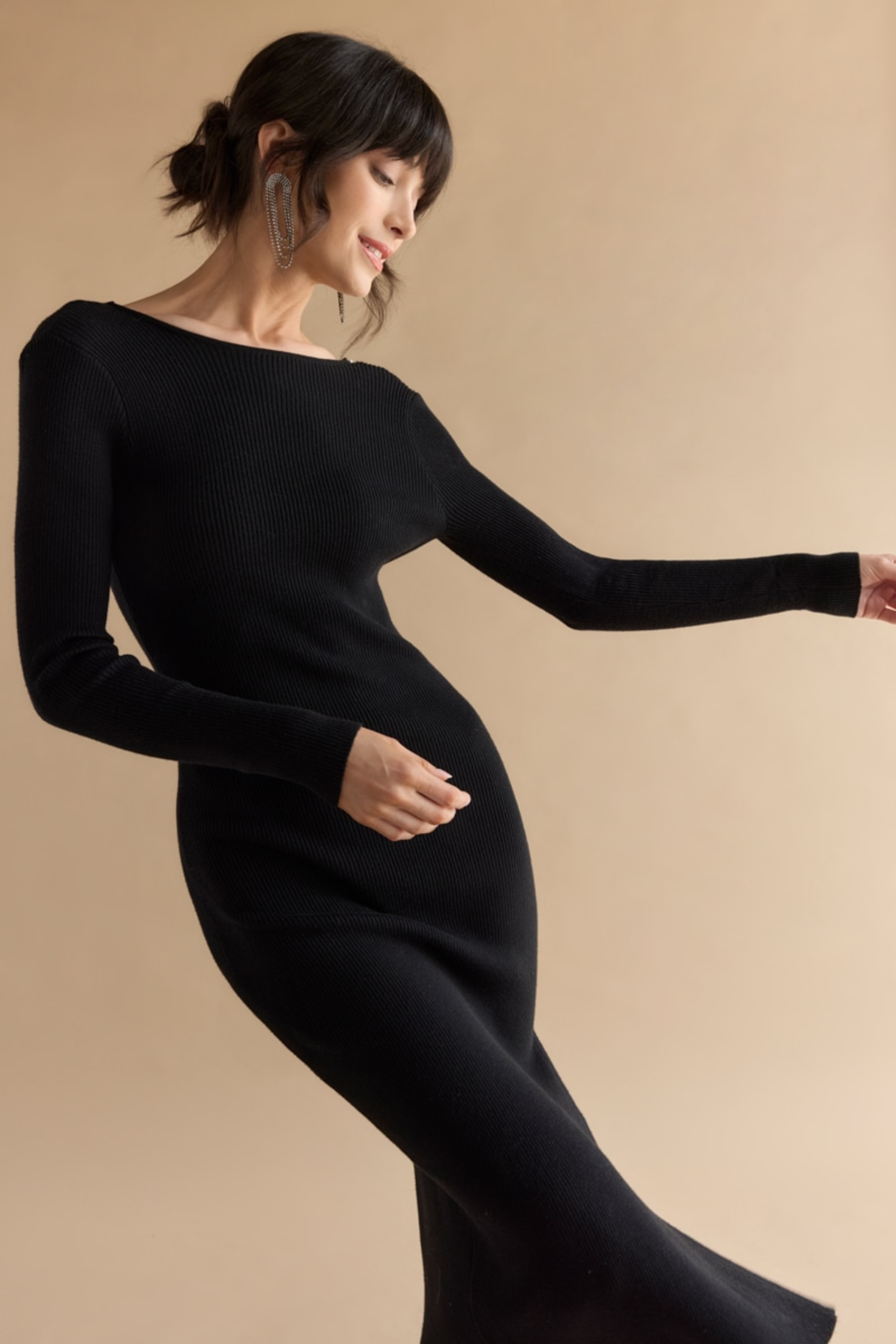 Irma Pearl Trim Fitted Sweater Midi Dress | Francesca's