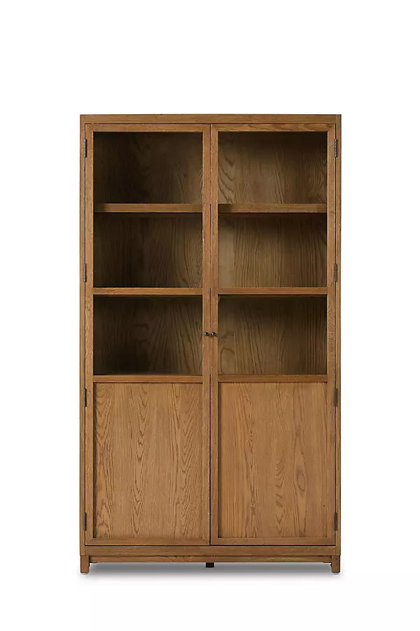 Millie Oak Panel & Glass Door Double Cabinet | Anthropologie (US)