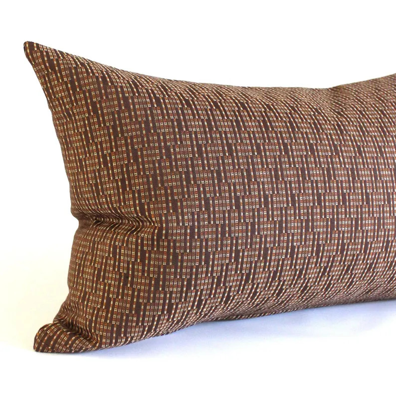 Brown Rust Throw Pillow Cover Modern Dash Stripe Upholstery Fabric Pillowcase | Etsy (Global)