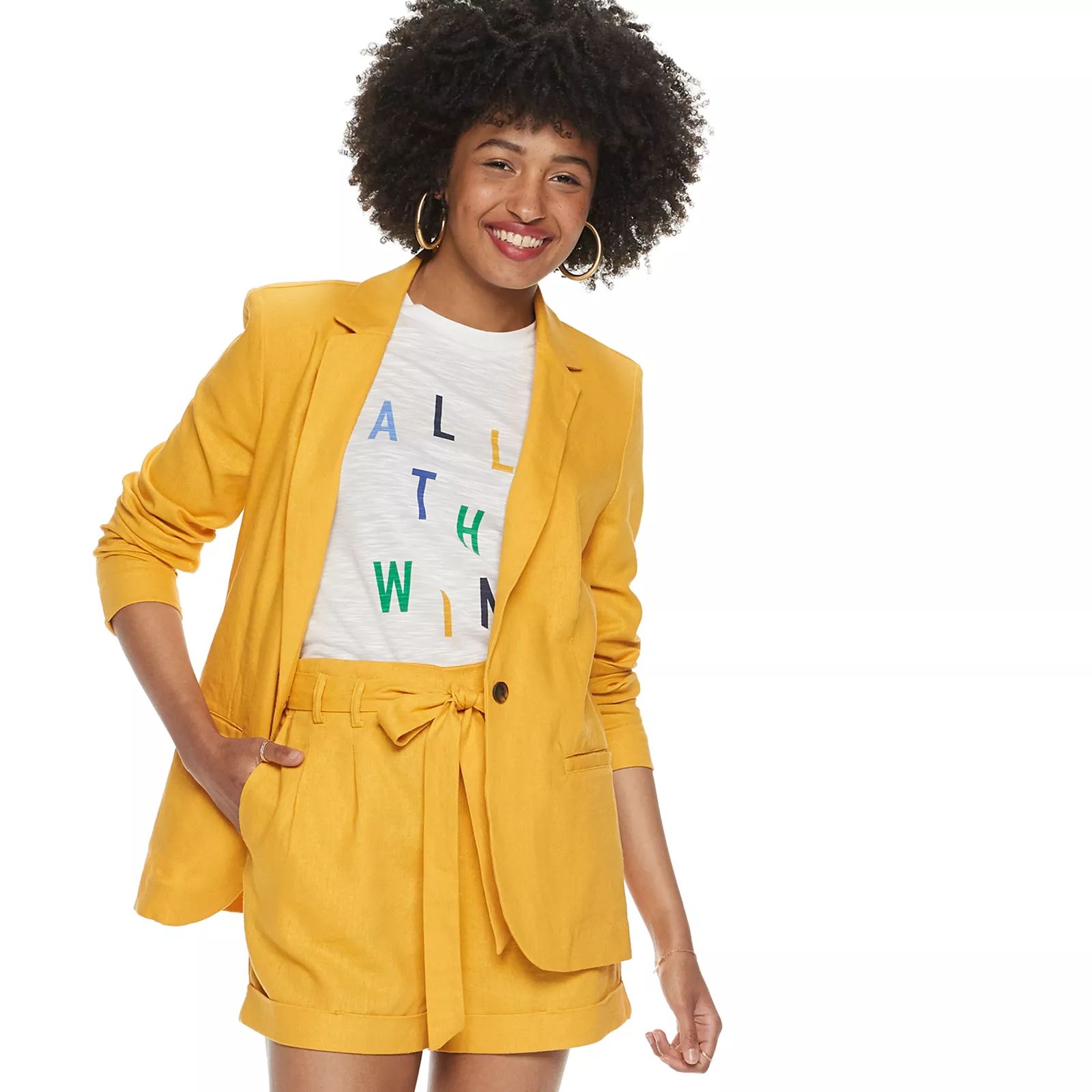 Women's POPSUGAR Linen Blazer, Size: XS, Med Yellow | Kohl's