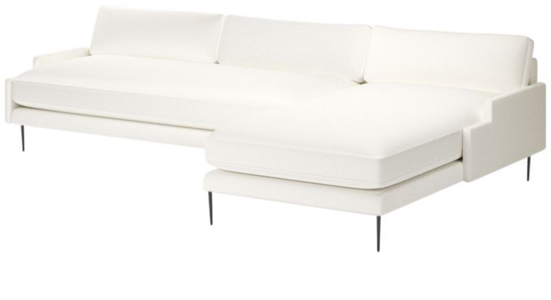 Scalino Modern 2-Piece L-Shaped White Performance Velvet Sectional Sofa with Right Chaise | CB2 | CB2