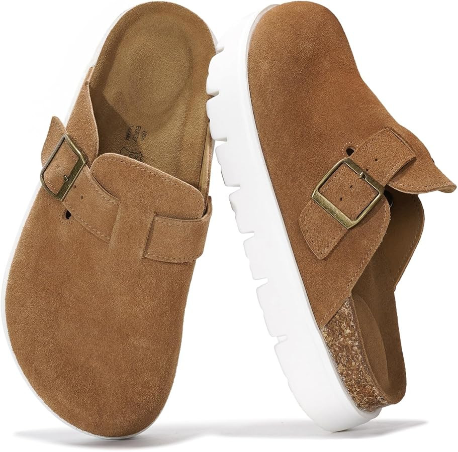 Project Cloud Genuine Leather Platform Clogs for Women Footwear - Memory Foam Arch Support Cork F... | Amazon (US)