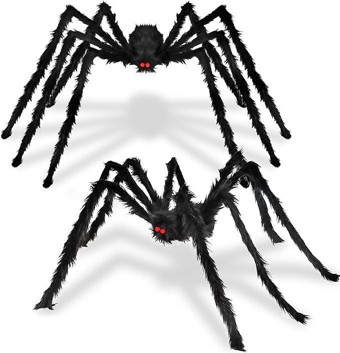 Baisoo Halloween Giant Spider Decorations Outdoor: 2 Pack 5 Ft. Large Spiders Realistic Hairy Hal... | Amazon (US)