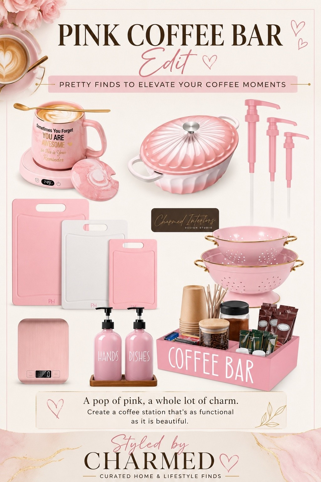 pink coffee bar is the perfect way to add a little charm to your kitchen. ☕💗 From pretty cookware to functional accessories, these curated finds make everyday moments feel a little more special.

Whether you’re creating a cozy coffee nook or refreshing your kitchen, this collection brings the perfect mix of beauty and function.

#HomeDecor #StyledByCharmed

#LTKU #LTKHome #LTKSaleAlert