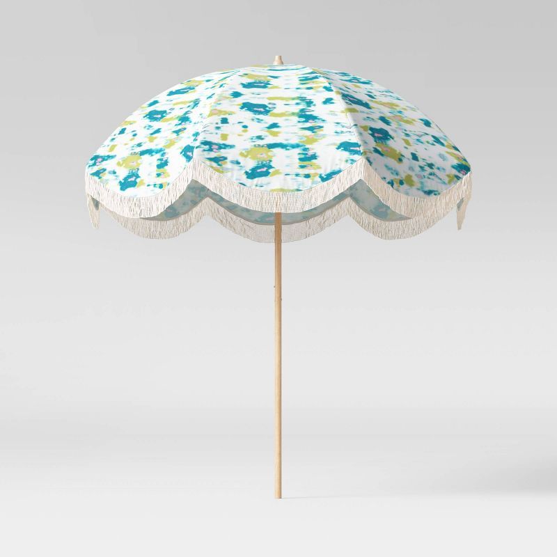 7.5' Round Scalloped Fringe Patio Umbrella DuraSeason Fabric™ Tie Dye - Opalhouse™ | Target