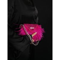 Pink Crystal Beaded Clutch, Ostrich Feather Handbag, Handmade | Etsy (US)