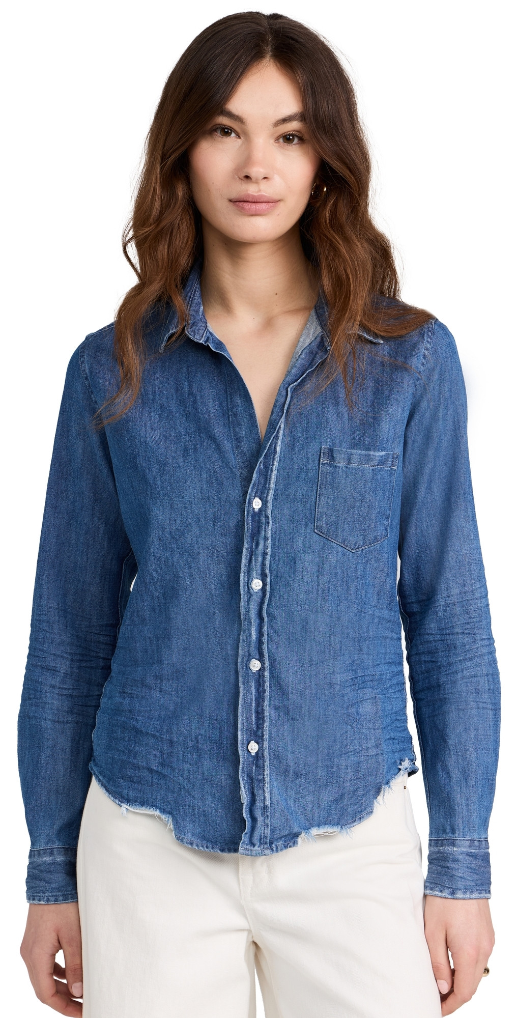 Frank & Eileen Tailored Button Up Shirt Vintage Stonewashed Indigo XXS | Shopbop