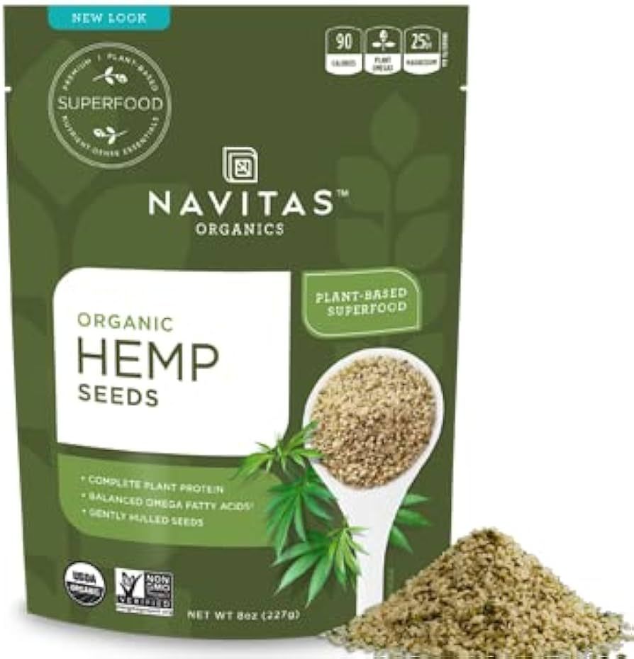 Navitas Organics Organic Raw Hemp Seeds Bag, 15 Servings — Organic, Non-GMO, Low Temp-Hulled, G... | Amazon (US)