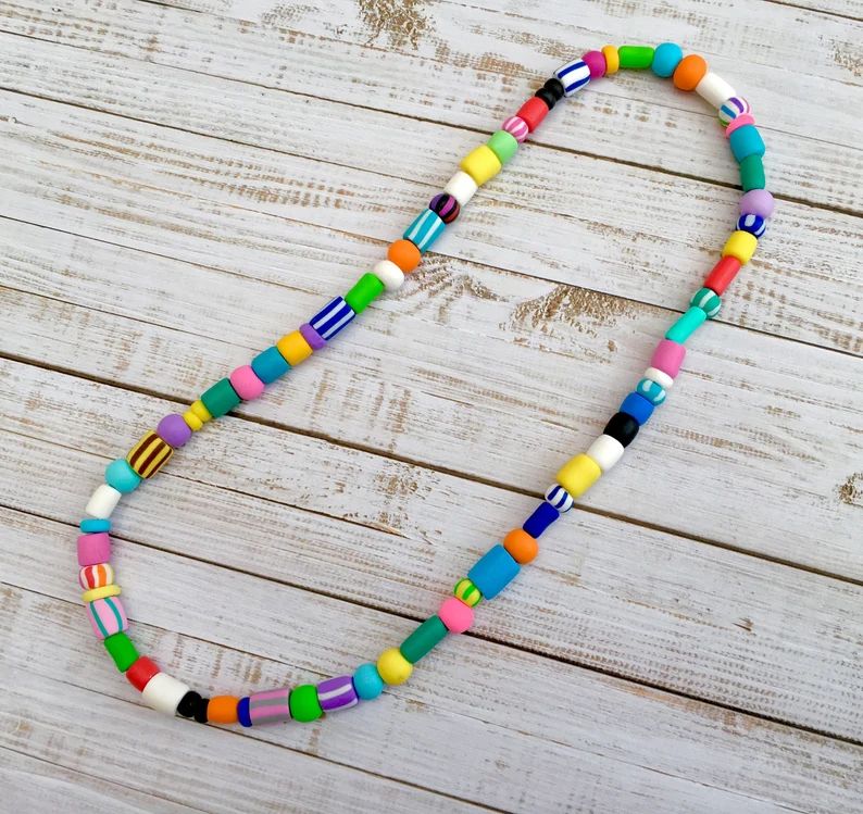 Candy Bead Necklace,Boho Beaded Necklace,Colorful Random,Stacker,Nostalgic 90s Kids Beads,Kitsch,... | Etsy (US)