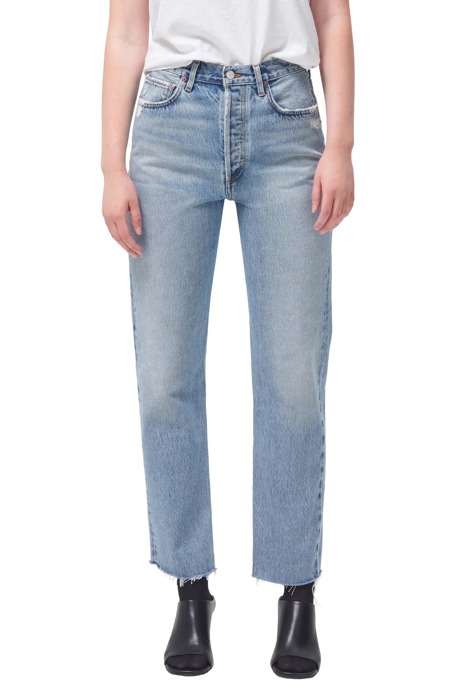 AGOLDE '90s Pinch High Waist Raw Hem Straight Leg Organic Cotton Jeans | Nordstrom | Nordstrom