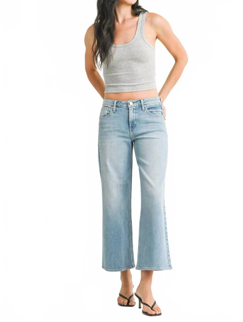 Eliza Mid Rise Slim Wide Leg Jeans In Light Denim | Shop Simon