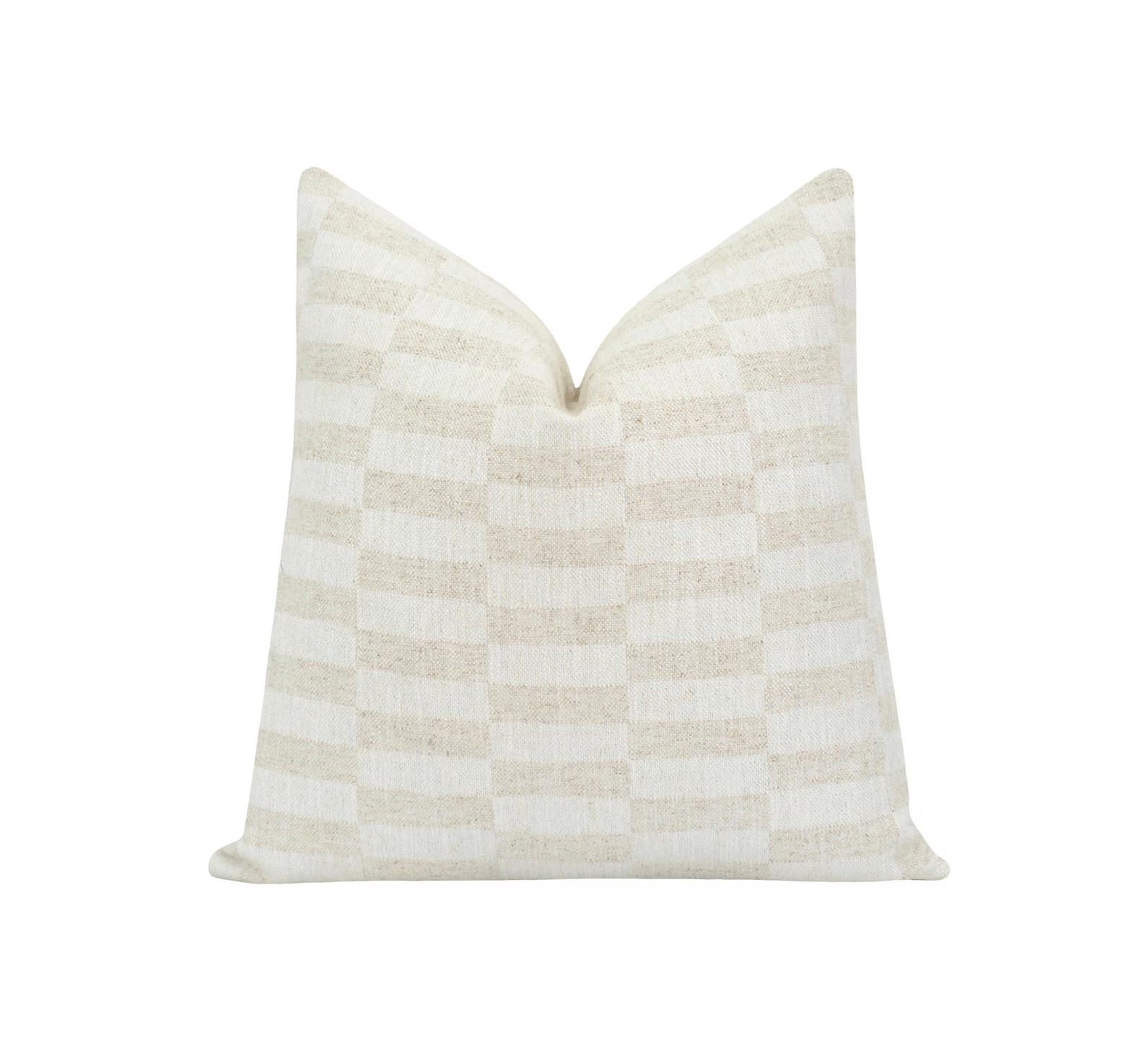 Coastal Checkered Pillow Cover • Woven Linen Blend in Natural & Flax • 18 20 22 Neutral Block... | Etsy (US)