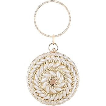 CORIOS Women’s Round Ball Evening Bag Rhinestones Purse Beaded Pearl Clutch Bag Bridal Wedding ... | Amazon (UK)
