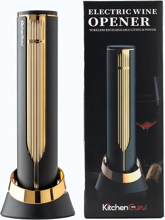 Kitchen Guru Premium Electric Wine Bottle Opener Foil Cutter - USB Charging Base - Stylish, Ergon... | Amazon (US)
