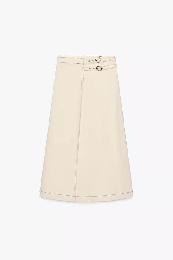 1975 DENIM CROSSOVER MIDI SKIRT | Zara US