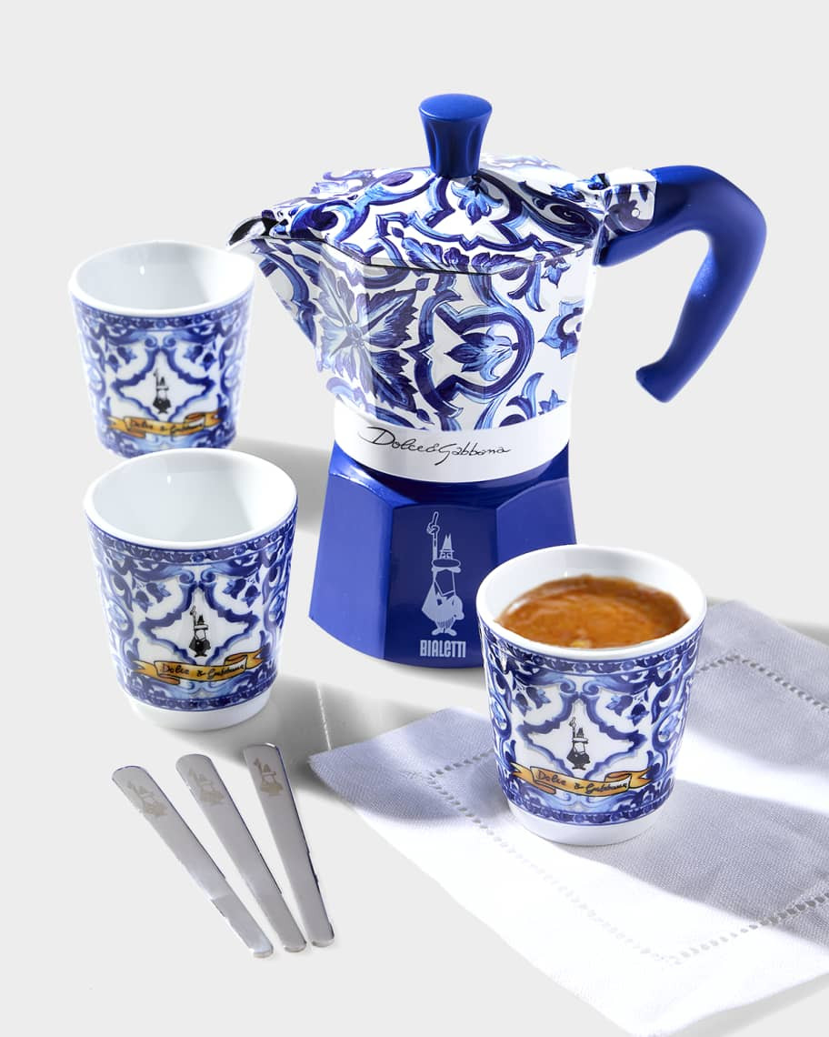 Bialetti x Dolce&Gabbana 2-Cup Moka Express Pot With Espresso Cups & Stirrers | Neiman Marcus