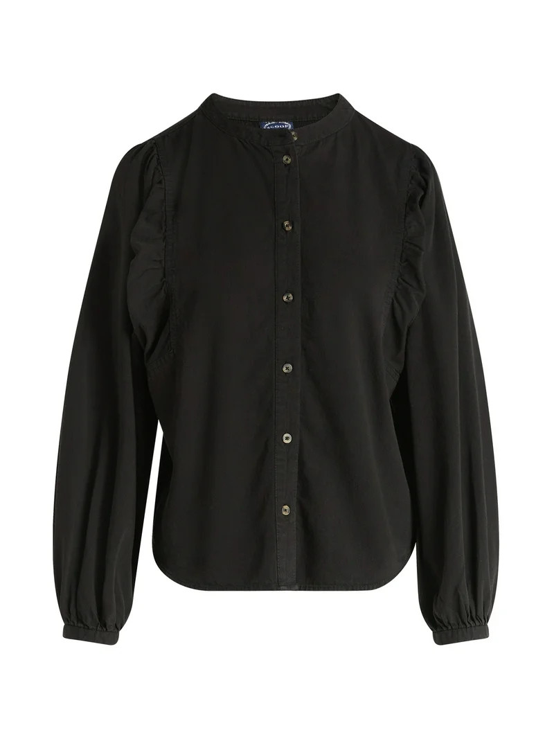 Scoop Women's Cotton Denim Shirt with Blouson Sleeves, Sizes XS-XXL - Walmart.com | Walmart (US)