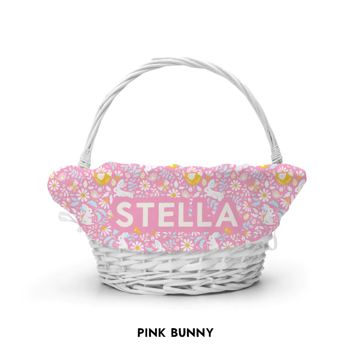 Personalized Easter Basket Liner - Pink Bunny | The Little Lemons Company
