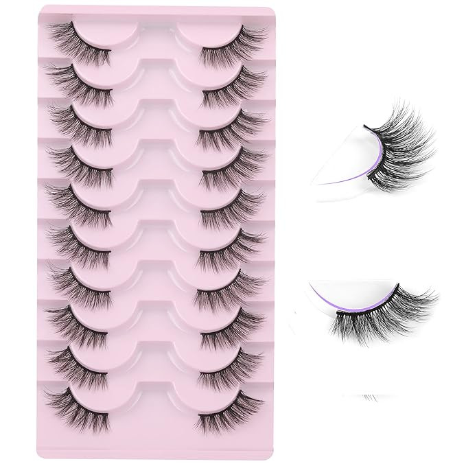 FANXITON Half Lashes Natural Look Wispy 10 Pairs Cat Eye Lashes 3D False Eyelashes Full Soft 15 M... | Amazon (US)
