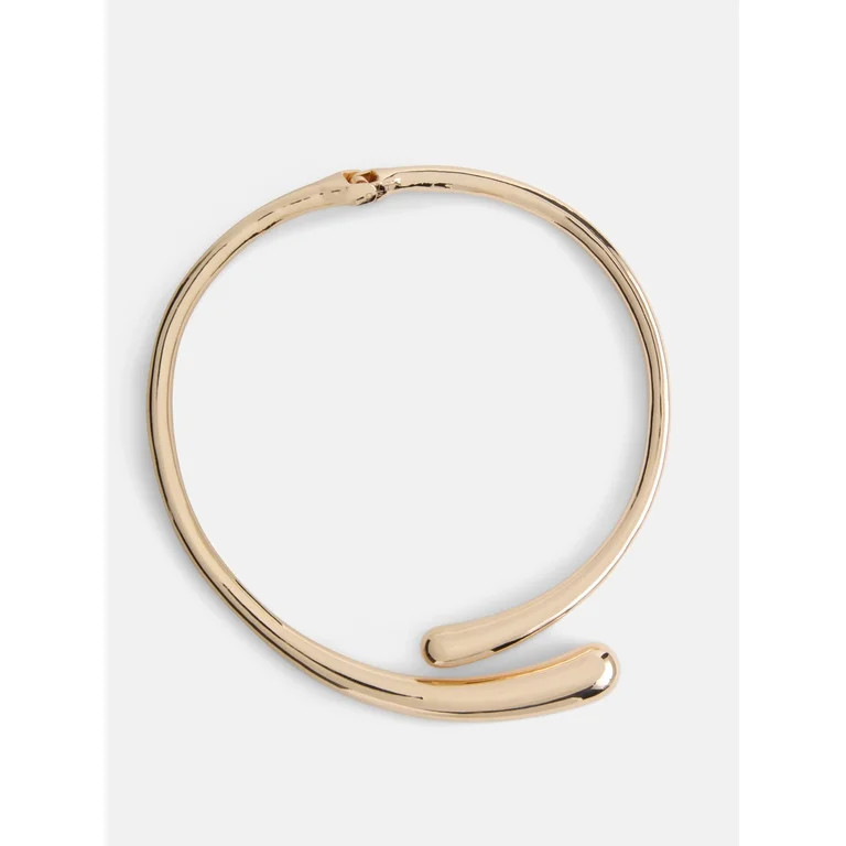 Scoop Women's Gold Tone Sculpted Choker Necklace | Walmart (US)