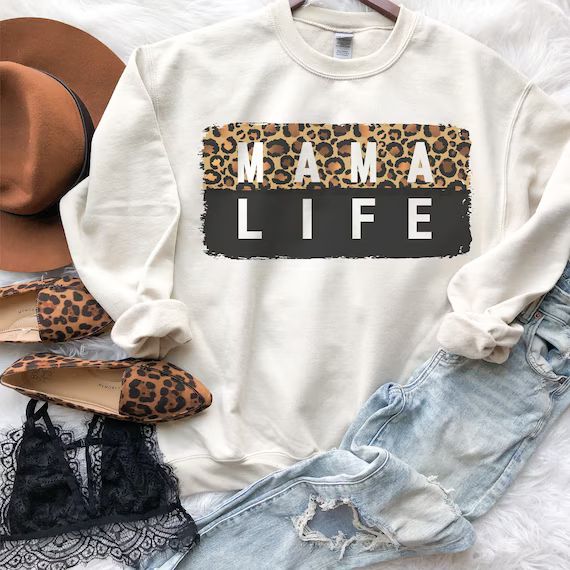 Leopard Mama Life Sweatshirt, Mama Life Hoodie, Mama Sweatshirt, Mama Hoodie, Leopard Mom Sweatsh... | Etsy (US)